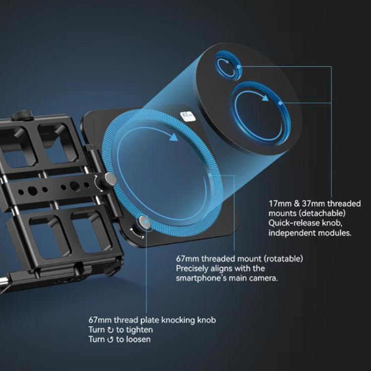 APEXEL VideoRig 2 Pro Smart Bluetooth Handle Set di gabbie per conigli per fotografia mobile, APL-VG05CH