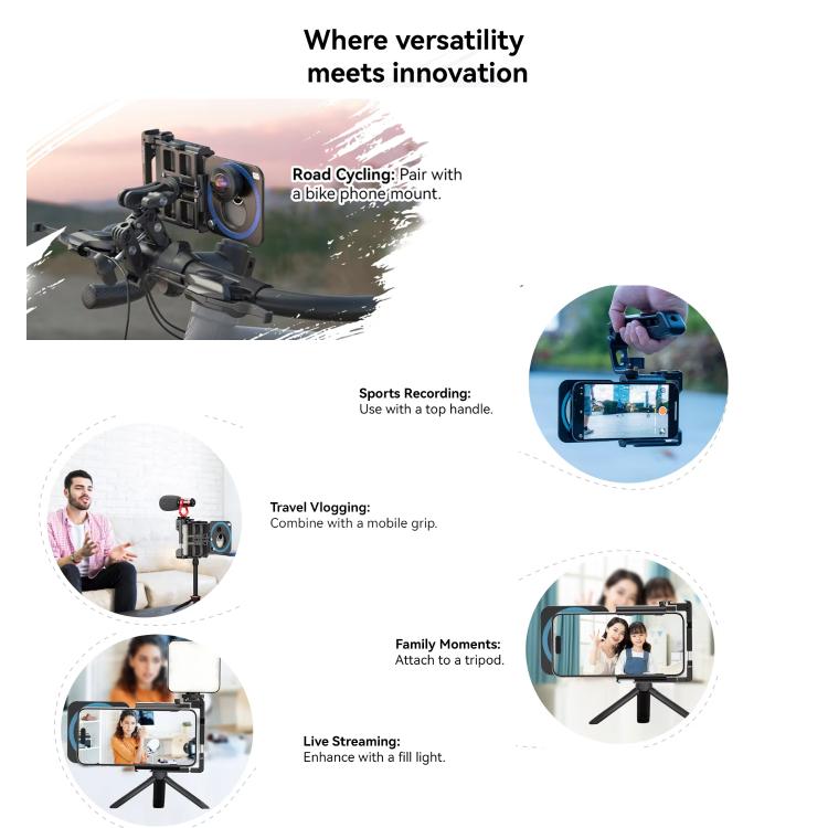 APEXEL VideoRig 2 Pro Smart Bluetooth Handle Set di gabbie per conigli per fotografia mobile, APL-VG05CH
