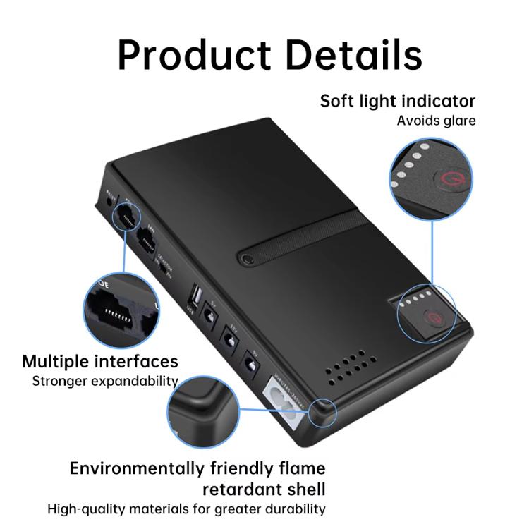 Gruppo di continuità con uscita CC 5V/9V/12V per router, modem, telecamera di sicurezza, telefono cellulare, EU Plug, US Plug