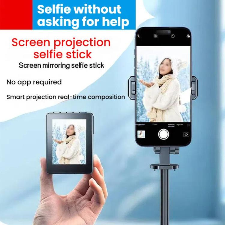 Supporto per selfie con mirroring dello schermo del telefono cellulare, visualizzazione in tempo reale, treppiede per foto posteriore del telefono cellulare