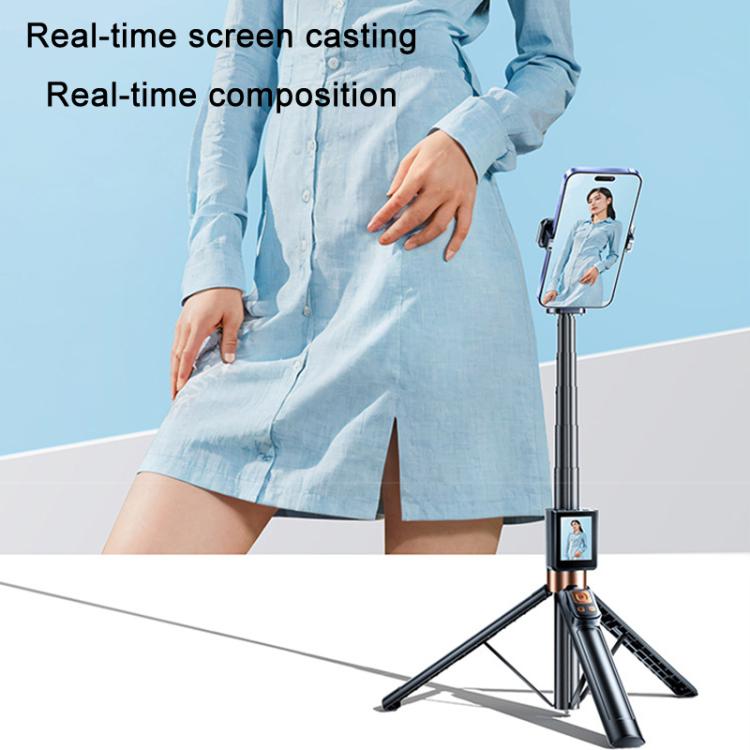 Supporto per selfie con mirroring dello schermo del telefono cellulare, visualizzazione in tempo reale, treppiede per foto posteriore del telefono cellulare