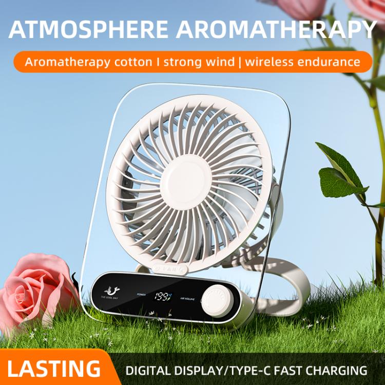 Ventilatore da tavolo a parete a 199 velocità con maniglia e luce integrata, aromaterapia in cotone