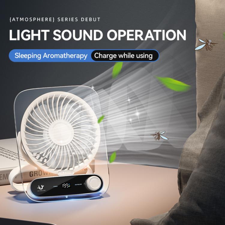 Ventilatore da tavolo a parete a 199 velocità con maniglia e luce integrata, aromaterapia in cotone