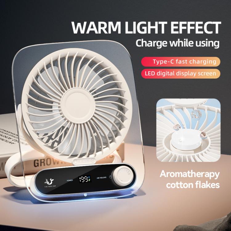 Ventilatore da tavolo a parete a 199 velocità con maniglia e luce integrata, aromaterapia in cotone