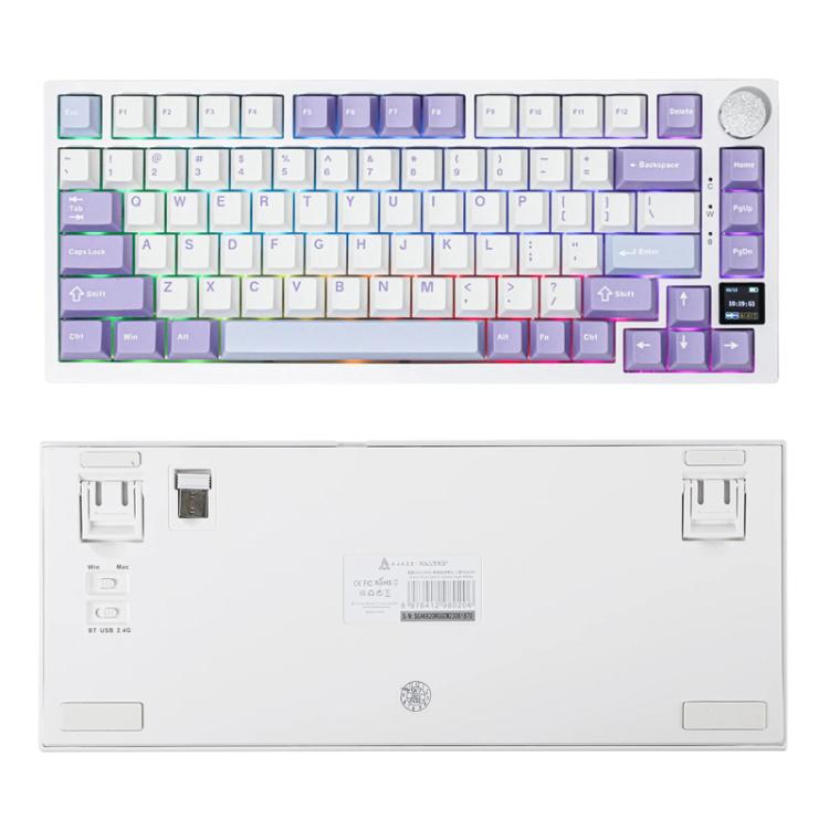 Tastiera da gioco meccanica Ajazz AK820 Pro Wireless Bluetooth Tri-mode con guarnizione Hot Swap personalizzata e schermo TFT, Gift Axis Purple, Flying Fish Spindle Purple, Gift Axis Black, Flying Fish Spindle Black
