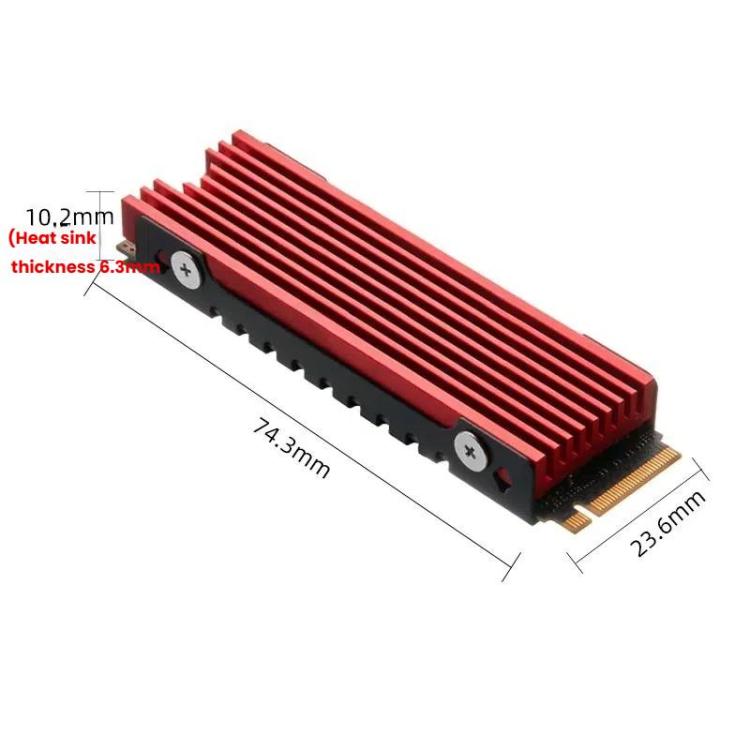 Dissipatore di calore in alluminio per radiatore SSD NVME M.2 2280 FinalCool per PC desktop PS5, M.2 2280 Black, M.2 2280 Silver, M.2 2280 Red
