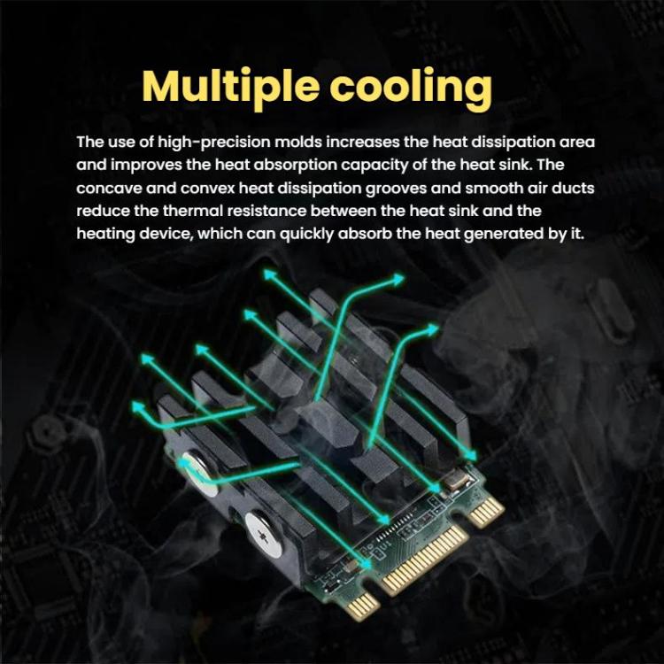 Dissipatore di calore per SSD M.2 2230 FinalCool Radiatore per unità disco rigido in alluminio, M.2 2230 Black