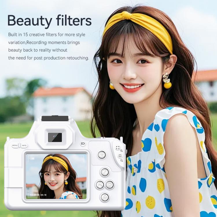 Mini telecamera digitale portatile Ultra HD 2K da 48 milioni di pixel, Black, White, White+Fill Light, Black+Fill Light