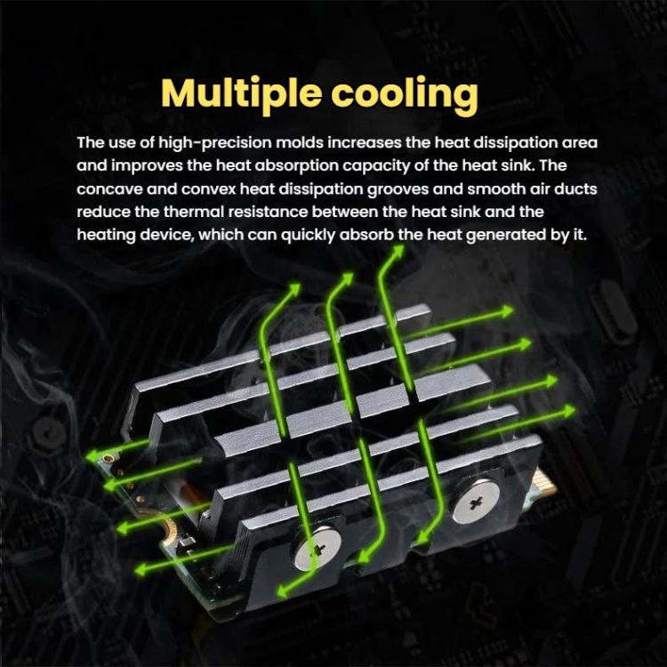 Dissipatore di calore per unità a stato solido SSD M.2 2242 FinalCool Radiatore in alluminio, M.2 2242 Black