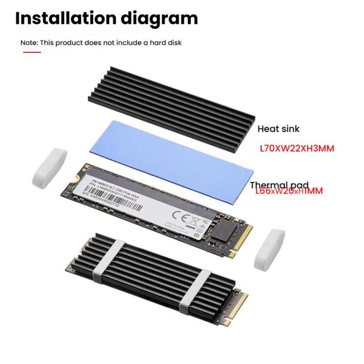 Dissipatore di calore SSD FinalCool M.2 2280 NVMe Radiatore unità a stato solido, XN80 M.2 2280 Gold, XN80 M.2 2280 Black