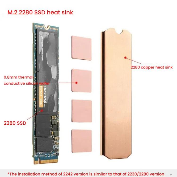 Dissipatore di calore SSD in rame puro per console di gioco / laptop / mini host, FinalCool M.2 2242, FinalCool M.2 2280