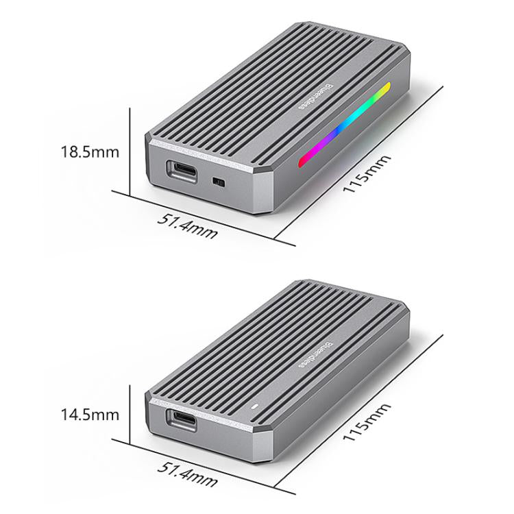 Blueendless M.2 Nvme SSD Box Lettore di dischi rigidi da 40 Gbps, USB4 Box, USB4 Box with RGB Lights + Fan