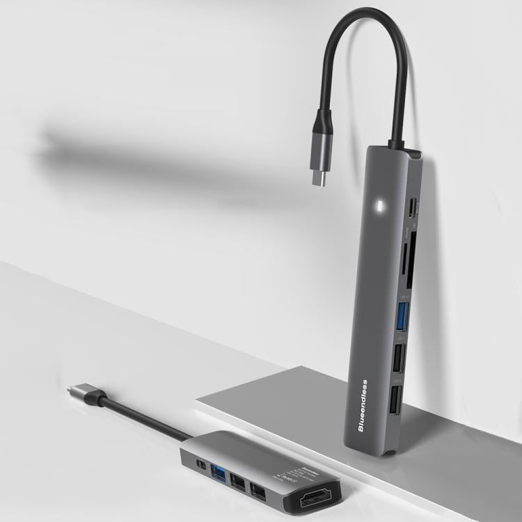 Stazione di aggancio multifunzionale di tipo C Blueendless, 5-in-1 HDMI + PD + USB3.0 + USB2.0 x 2, 7-in-1 HDMI + PD + USB3.0 + USB2.0 x 2 + SD + TF