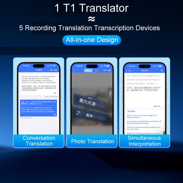 T1 AI Modello Grande Slim Card Traduttore Magnetico Attrezzatura per Trascrizione Audio