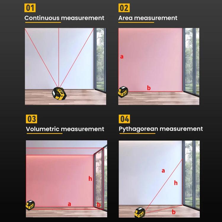 Telemetro laser a infrarossi ricaricabile 2 in 1 + metro a nastro da 5 m, Laser 40m, Laser 80m
