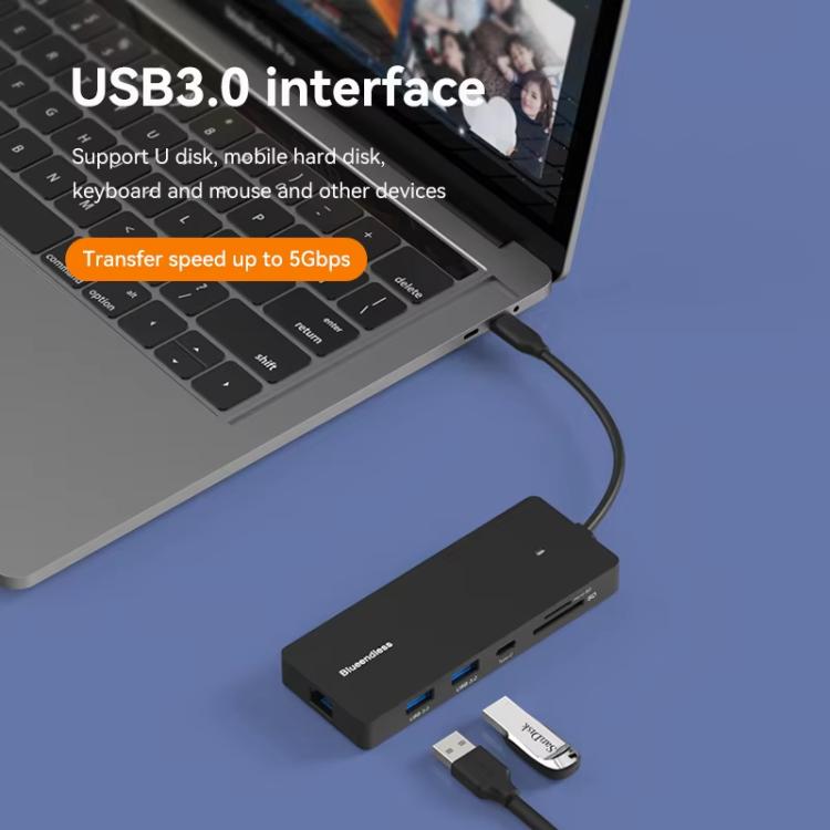 Blueendless Type-C Gigabit Ethernet Port HUB multischermo con display diverso, DP x 2 + HDMI, HDMI x 2 + DP