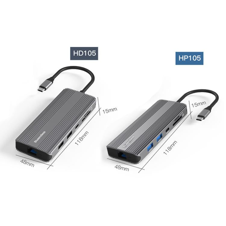 Stazione di docking di rete Gigabit HD multifunzionale di tipo C Blueendless, 10-in-1 DP+HDMI Dual 8K, 10-in-1 Dual HDMI 8K+4K