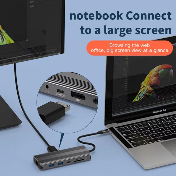 Stazione di docking di rete Gigabit HD multifunzionale di tipo C Blueendless, 10-in-1 DP+HDMI Dual 8K, 10-in-1 Dual HDMI 8K+4K