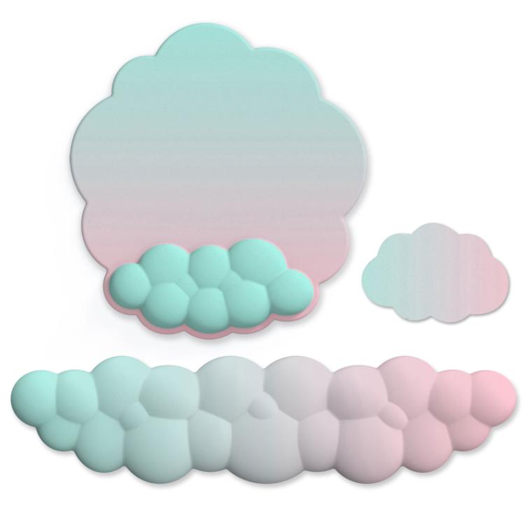 3 pezzi / set tappetino per mouse e tastiera in memory foam in silicone con gradiente nuvoloso, Model 3, Model 5, Model 8, Model 9, Model 10, Model 11, Model 12, Model 13, Model 14, Green, Blue+Yellow, Blue+Gray, Navy Blue+Gray