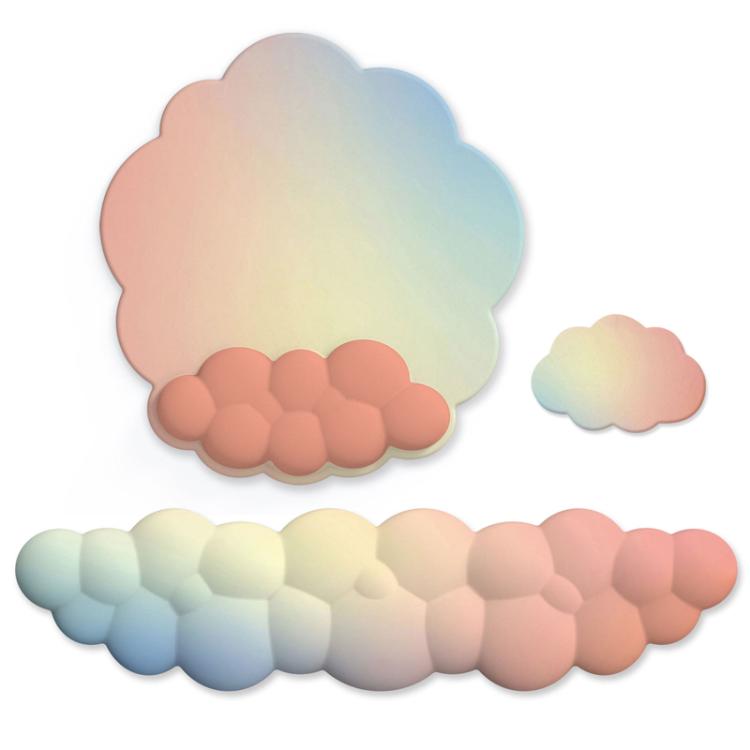 3 pezzi / set tappetino per mouse e tastiera in memory foam in silicone con gradiente nuvoloso, Model 3, Model 5, Model 8, Model 9, Model 10, Model 11, Model 12, Model 13, Model 14, Green, Blue+Yellow, Blue+Gray, Navy Blue+Gray