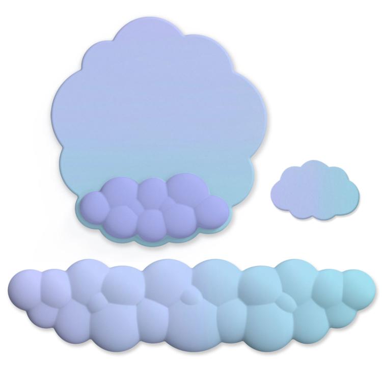 3 pezzi / set tappetino per mouse e tastiera in memory foam in silicone con gradiente nuvoloso, Model 3, Model 5, Model 8, Model 9, Model 10, Model 11, Model 12, Model 13, Model 14, Green, Blue+Yellow, Blue+Gray, Navy Blue+Gray