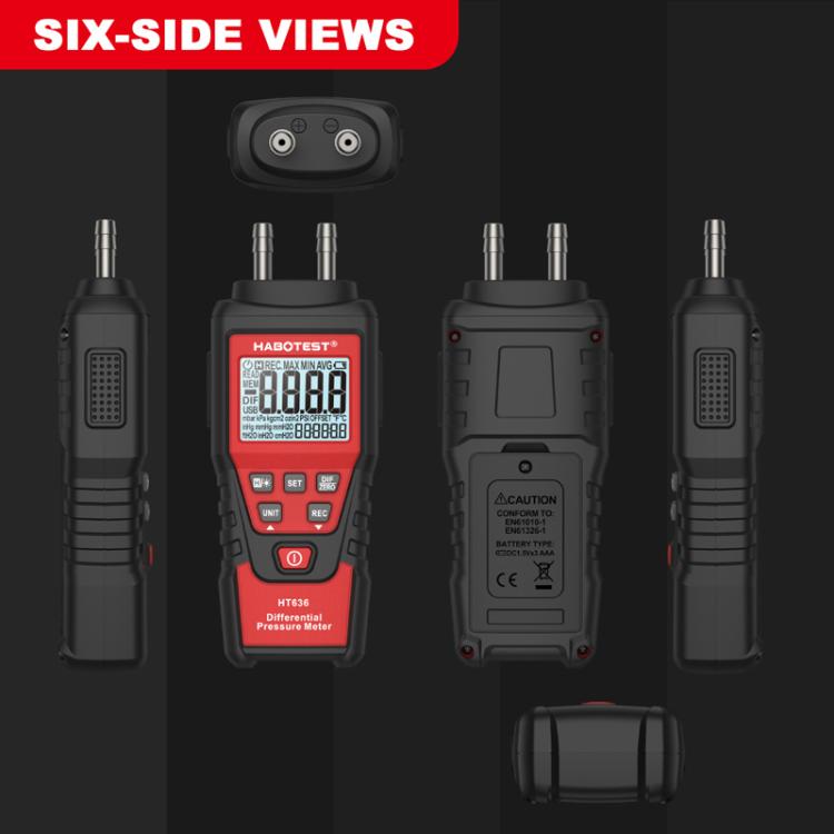 HABOTEST HT636 Misuratore di pressione differenziale ad alta precisione Tester di micropressione digitale, HT636