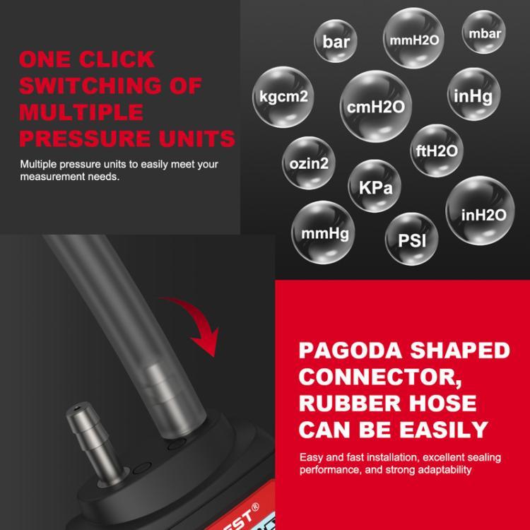 HABOTEST HT636 Misuratore di pressione differenziale ad alta precisione Tester di micropressione digitale, HT636