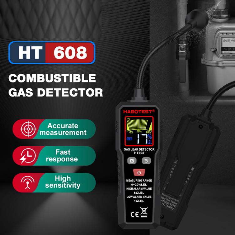 HTBOTEST HT608 Rilevatore di gas combustibile Rilevatore di gas naturale Allarme, HT608