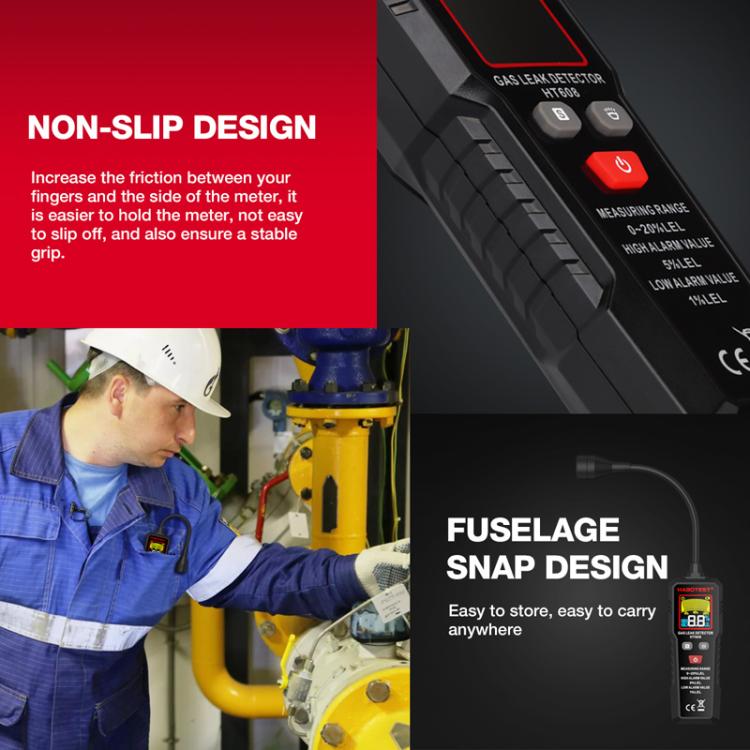 HTBOTEST HT608 Rilevatore di gas combustibile Rilevatore di gas naturale Allarme, HT608