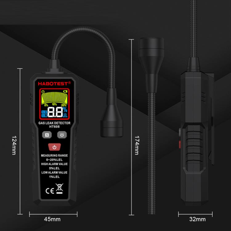 HTBOTEST HT608 Rilevatore di gas combustibile Rilevatore di gas naturale Allarme, HT608