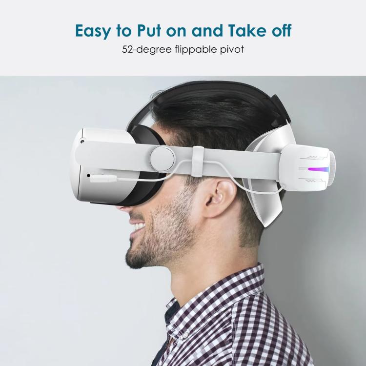Per Meta Quest 2 VR RGB Head Strap Fascia regolabile Batteria integrata da 8000 mAh, For Meta Quest 2 (Gaming White), For Meta Quest 2 (Gaming Black), For Meta Quest 2 (White)