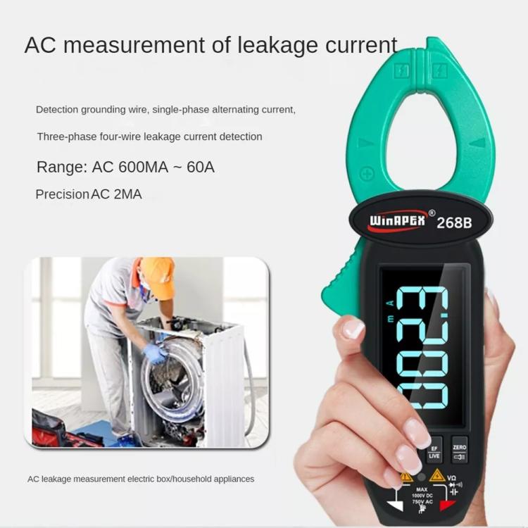 Pinza amperometrica WINAPEX Misuratore di tensione e corrente AC/DC ad alta precisione, 268B
