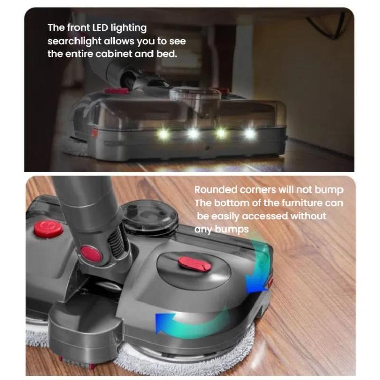 Testa di mocio elettrico 4 in 1 con luce sterilizzatrice UV e serbatoio dell'acqua, For Dyson V7 / V8 / V10 / V11, For Dyson V12 Slim / V10 Slim