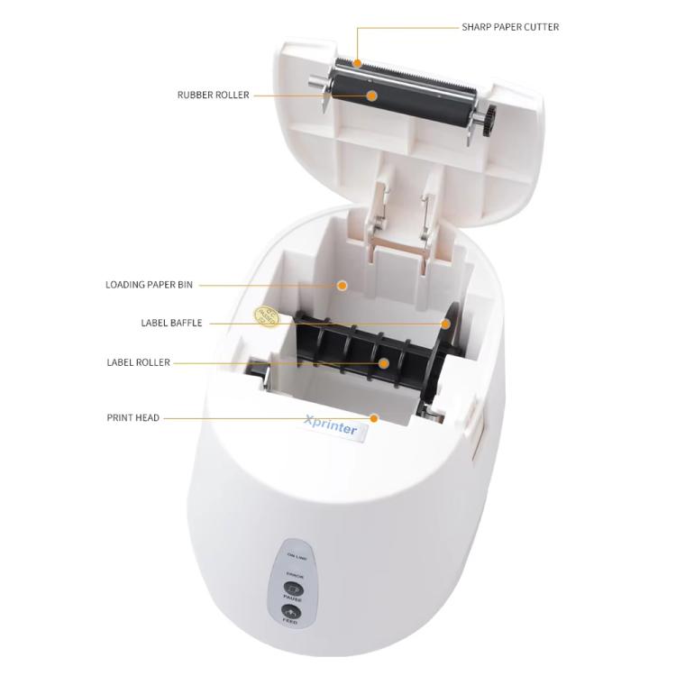 Xprinter XP-237B Stampante termica per etichette di scontrini di supermercati con codice a barre QR, USB, USB+BT