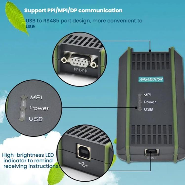 Cavo di programmazione USB-MPI AMSAMOTION per Siemens S7-200/300/400PLC / 6ES7972-0CB20-0XA0, 2.5m, Photoelectric Isolation 4.5m, Electromagnetic Isolation 4.5m