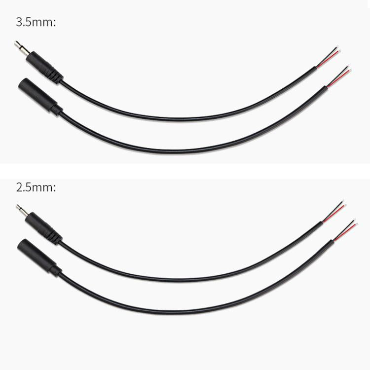 Cavo mono 2 pin AUX Cavo singolo altoparlante Cavo di alimentazione audio Cavo audio, lunghezza: 25 cm, 2.5mm Male, 2.5mm Female, 3.5mm Male, 3.5mm Female