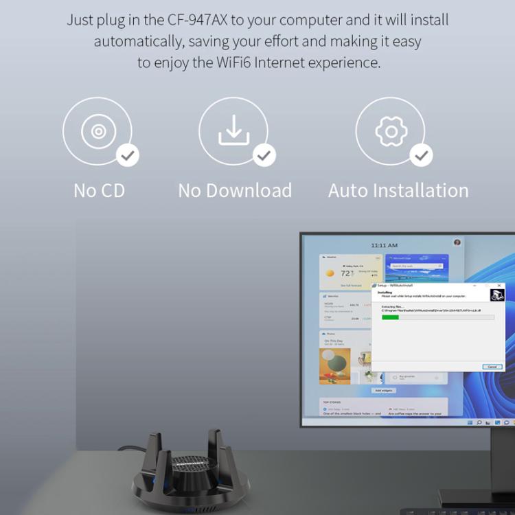 COMFAST CF-947AX 2.4G & 5.8G 900Mbps WiFi6 Bluetooth Network Card, CF-947AX