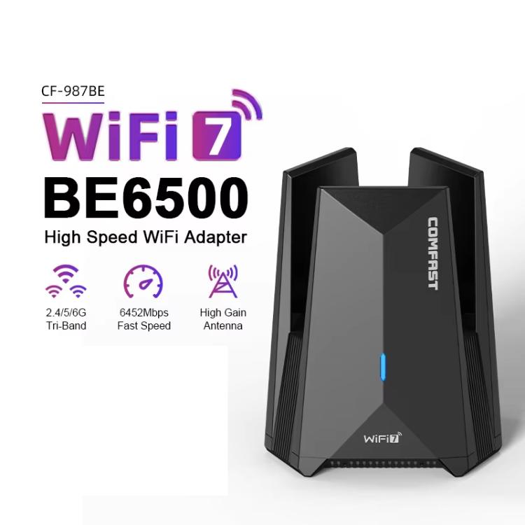 COMFAST CF-987BE Tri-band 6500Mbps WiFi7 USB 3.0 Wireless Network Adapter, CF-987BE