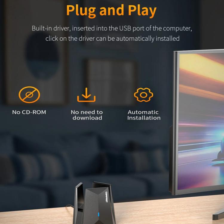COMFAST CF-987BE Tri-band 6500Mbps WiFi7 USB 3.0 Wireless Network Adapter, CF-987BE