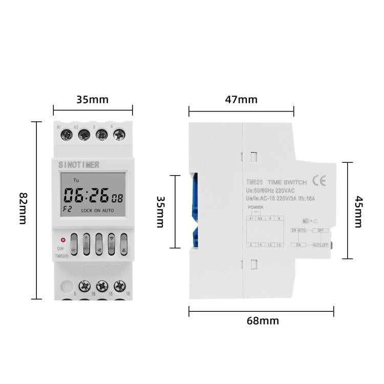 SINOTIMER TM626 2 Channel Timer Switch 220V 7 Days Weekly Programmable Timer