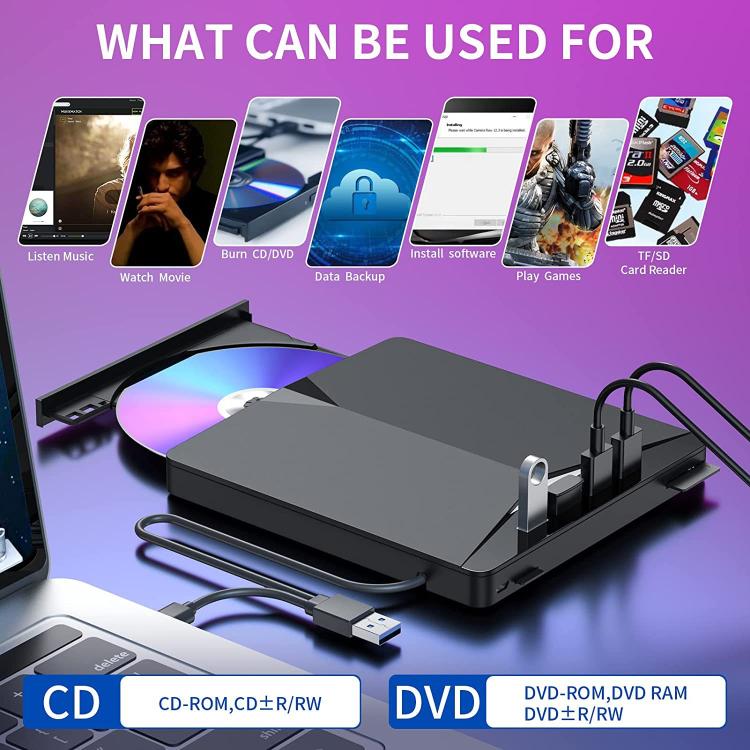USB3.0 / Type-C External Removable Optical Drive DVD / CD Multi-Interface Writer, XD013