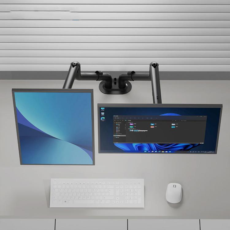 17-32 Inch Dual Monitor Mount Gas Spring 360 Degree Heavy Duty Floating Desk Arm, Dual Monitor Mount Black
