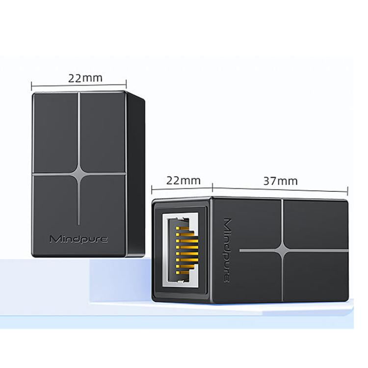 Mindpure AD043 2pcs Network Cable Pair Connector Extender Adapter RJ45 Network Gigabit Dual Pass-through Broadband Crystal Heads, AD043