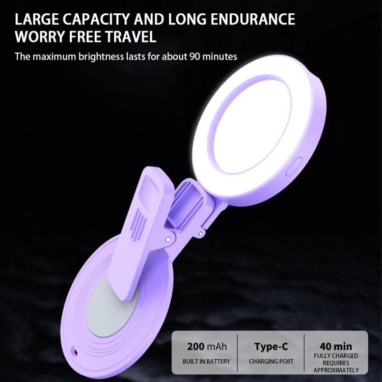 Foldable Clip-type Mobile Phone Rear Selfie Mirror Fill Light, White, Purple, Pink, White with Remote Control, Purple with Remote Control, Pink with Remote Control