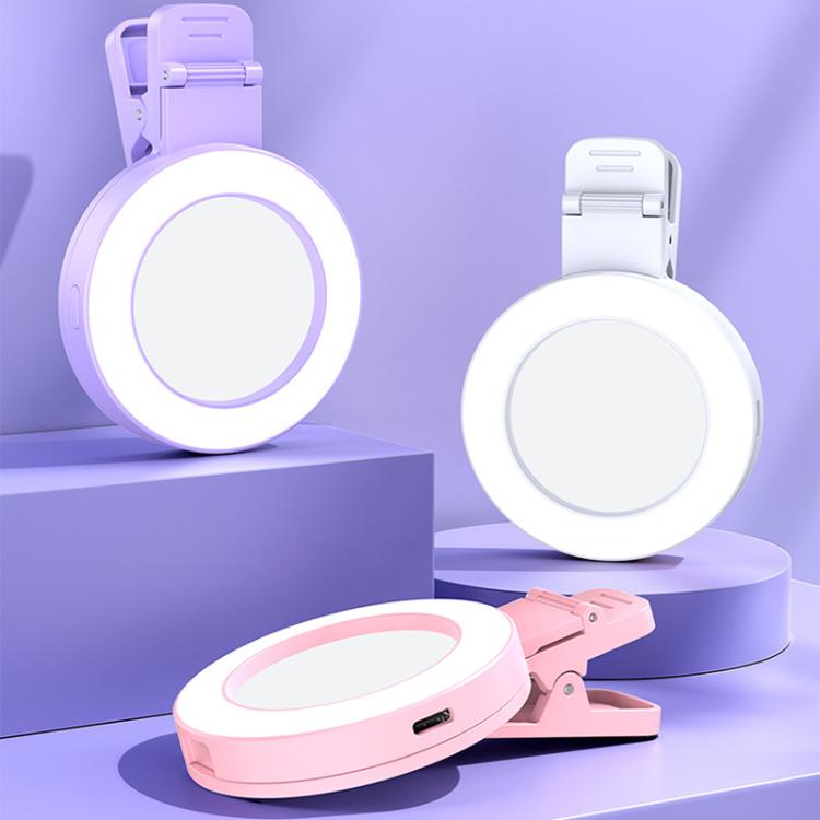 Foldable Clip-type Mobile Phone Rear Selfie Mirror Fill Light, White, Purple, Pink, White with Remote Control, Purple with Remote Control, Pink with Remote Control