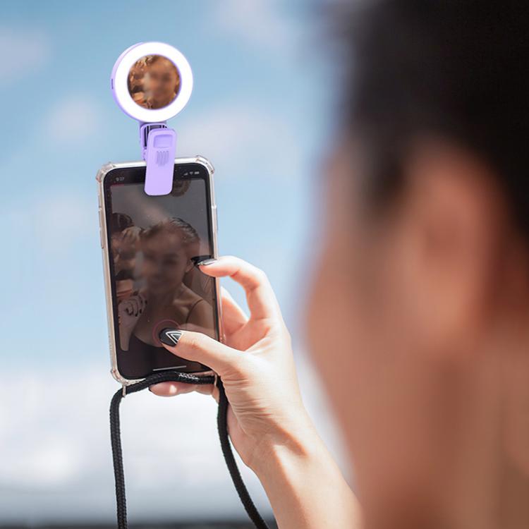 Foldable Clip-type Mobile Phone Rear Selfie Mirror Fill Light, White, Purple, Pink, White with Remote Control, Purple with Remote Control, Pink with Remote Control