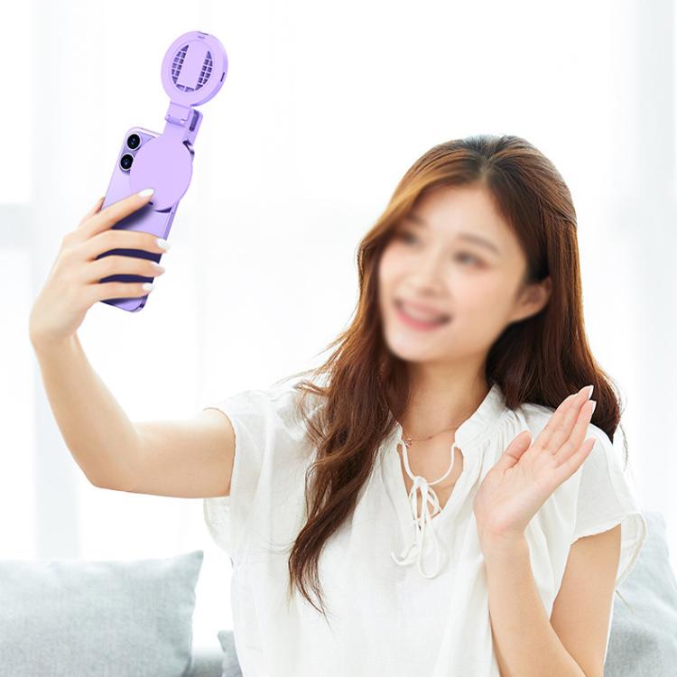 Foldable Clip-type Mobile Phone Rear Selfie Mirror Fill Light, White, Purple, Pink, White with Remote Control, Purple with Remote Control, Pink with Remote Control