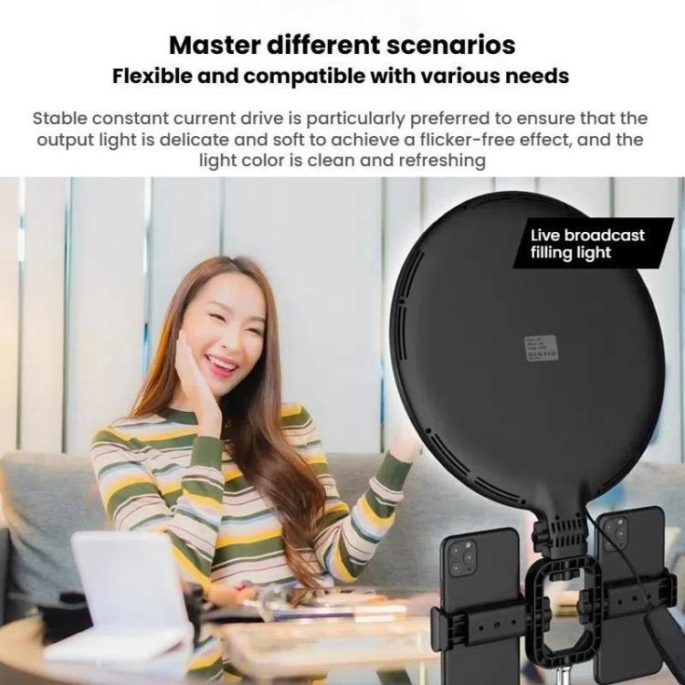 Live Streaming Fill Light LED Photography Lamp Mobile Phone Eye Protection Soft Light Selfie Lamp, 8inch(Black), 10inch(Black), 10inch(White), 12inch(Black)