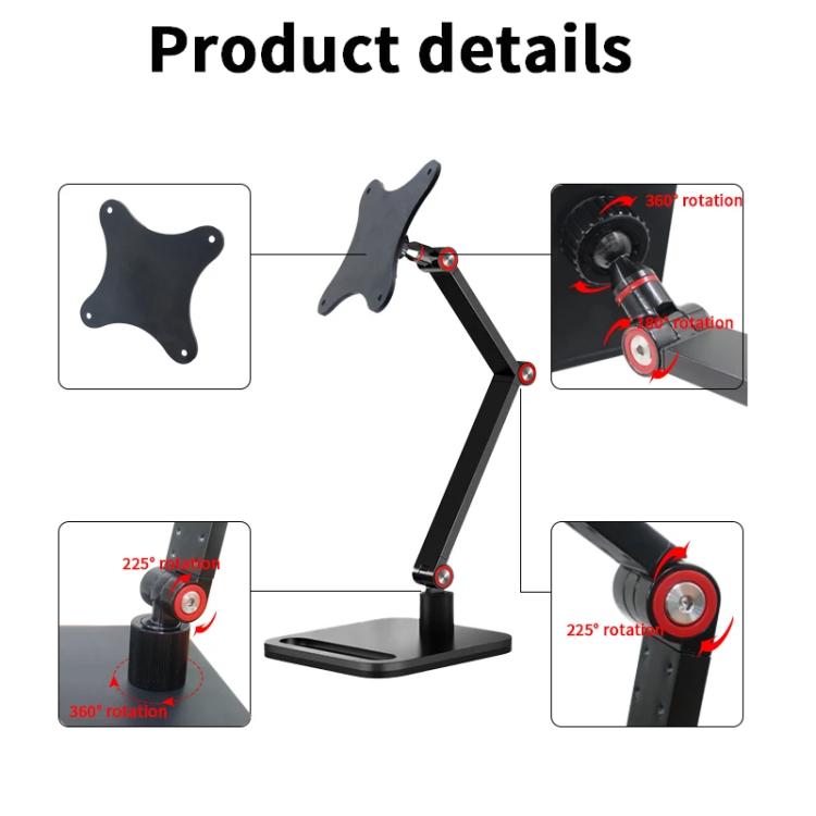 Portable Vesa Monitor Stand Height Adjustable Swivel Desk Mount For 17-Inch Screens, Vesa
