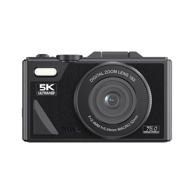 W1 5K HD Digital Camera 75MP 18X Digital Zoom WiFi Video Recorder With Flip Screen, W1 White, W1 Black